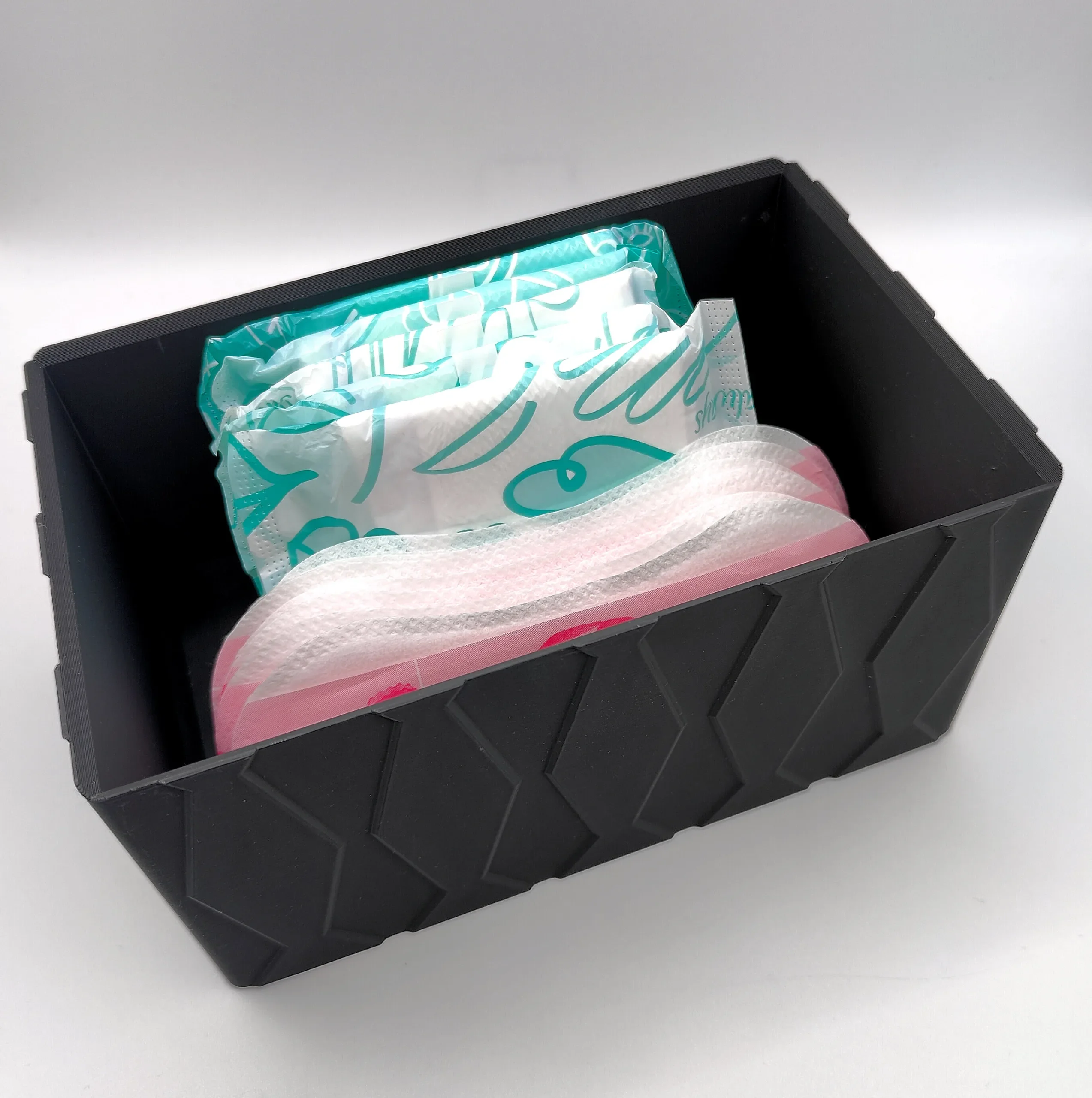 Maku Up! Moderner Binden- & Tampon-Organizer – Stilvolle Schatulle für dein Badezimmer | 3D-gedruckt mit Rautenmuster 5