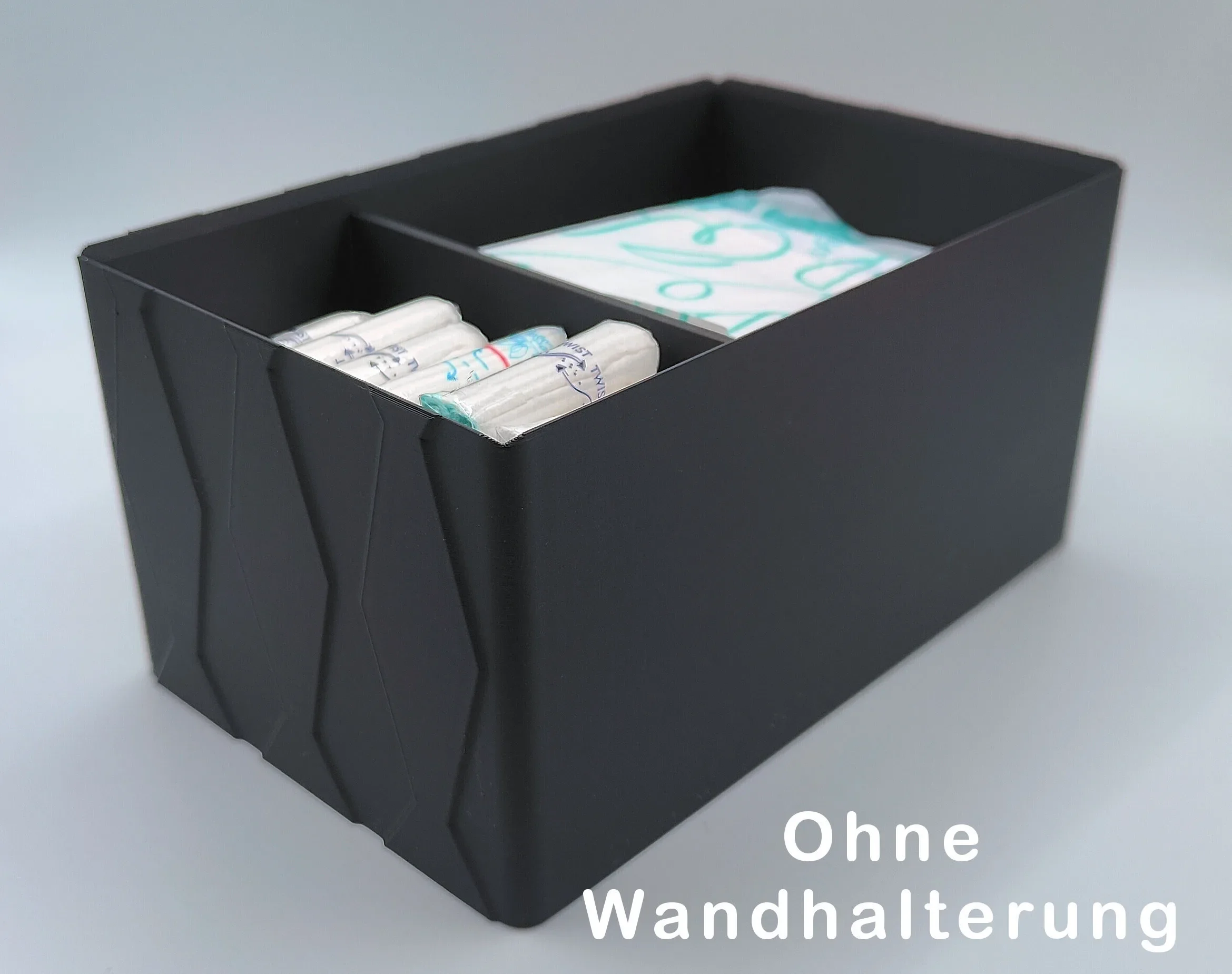 Maku Up! Binden & Tampon Organizer | Moderne Periodenbox aus PLA | Hygienebox fürs Bad | 3D-gedruckt mit Rautenmuster