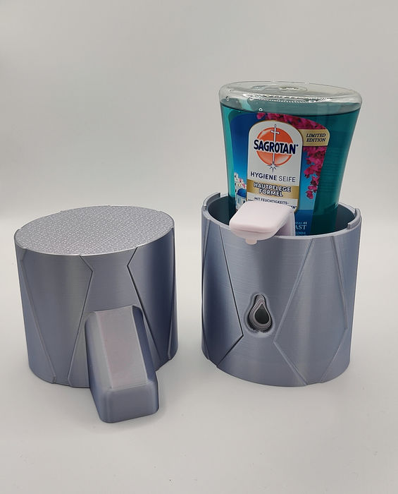 Metallic Edition - Stylische Schutzhülle für Seifenspender Sagrotan No-Touch – Modernes Rauten-Relief Design – Bild 3
