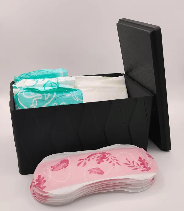 Maku Up! Moderner Binden- & Tampon-Organizer – Stilvolle Schatulle für dein Badezimmer | 3D-gedruckt mit Rautenmuster – Bild 3